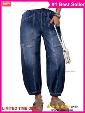 High Waisted Barrel Wide Leg Jeans Cotton Polyester Stretch Casual